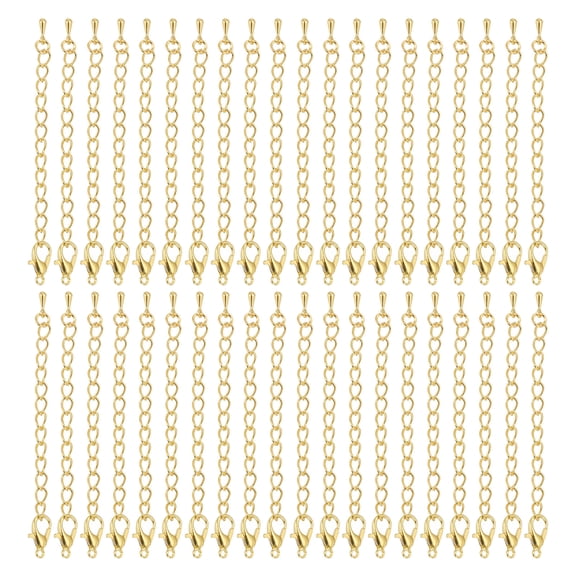 Uxcell 9 Inch Necklace Extenders, 60 Pcs Lobster Clasp Bracelet Extender, Gold Tone