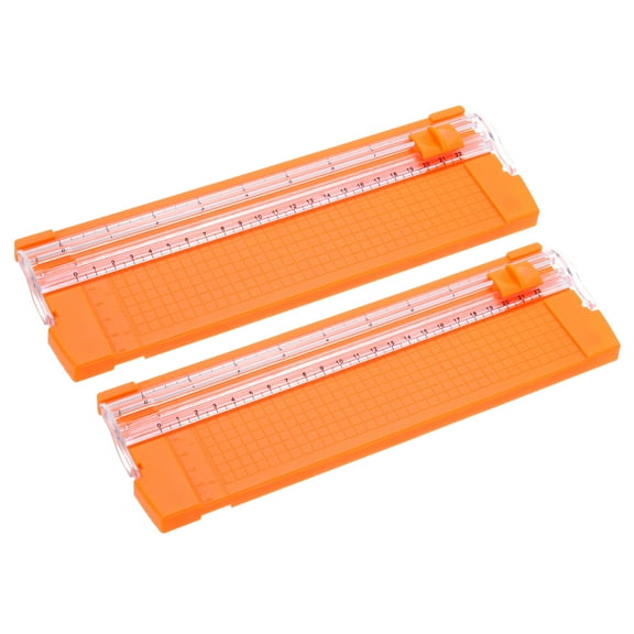 Uxcell 9 Inch Paper Cutter, 2Pcs Portable Paper Trimmer Slicer Scrapbooking Tool with Cutter Head Blade, Orange