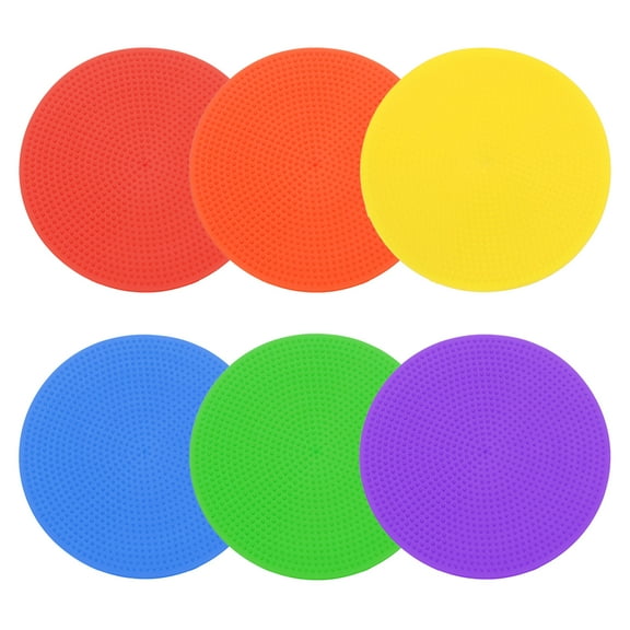 Uxcell 9 Inch Poly Spot Markers, 6Pcs Non Slip Rubber Floor Dots with Storage Bag Flat Agility Cones for Sports Training, Mixed Color