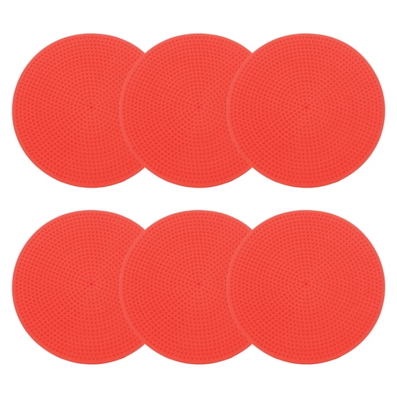 Uxcell 9 Inch Poly Spot Markers, 6Pcs Non Slip Rubber Floor Dots with Storage Bag Flat Agility Cones for Sports Training, Red