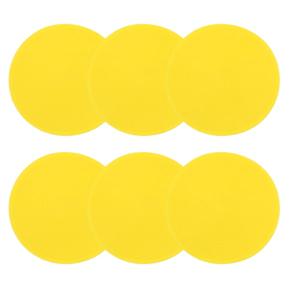 Uxcell 9 Inch Poly Spot Markers, 6Pcs Non Slip Rubber Floor Dots with Storage Bag Flat Agility Cones for Sports Training, Yellow