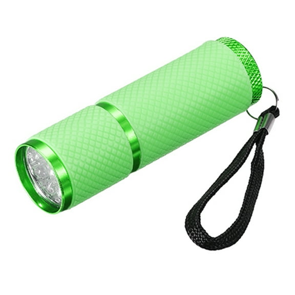 Uxcell 9 LED Glow in Dark Flashlights, Mini Flashlight Rubber Coated Flashlight with Strap, Green