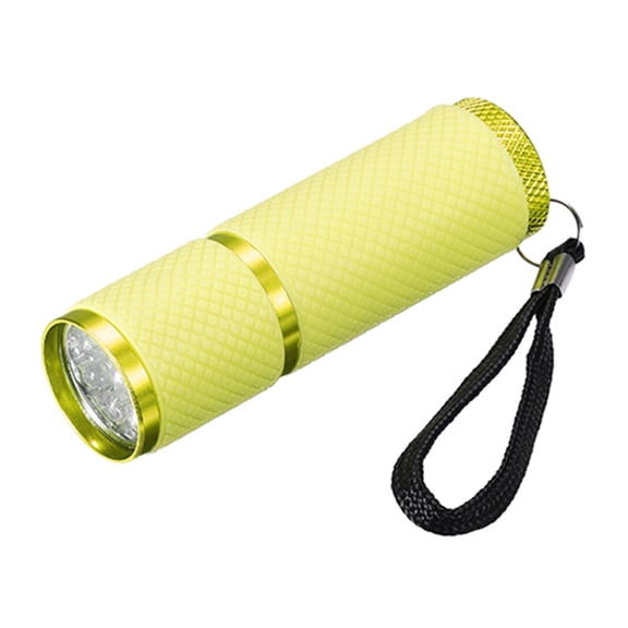 Uxcell 9 LED Glow in Dark Flashlights, Mini Flashlight Rubber Coated Flashlight with Strap, Yellow