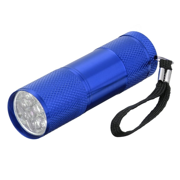 Uxcell 9 LED Mini Flashlights, Aluminum Pocket Flashlight Torch with Lanyard for Camping, Hiking, Blue