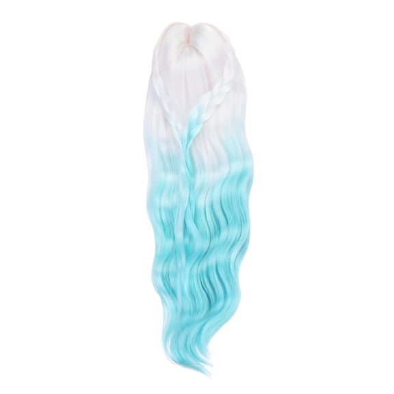 Uxcell 9'' Long Hair Doll Wig for 15.5-17.5cm Head Circumference, White Blue Gradient
