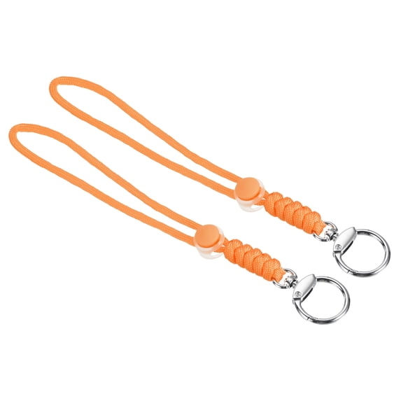 Uxcell 9" Paracord Lanyard Clasp Wrist Cord Strap Badge Holder, Orange 2 Pack