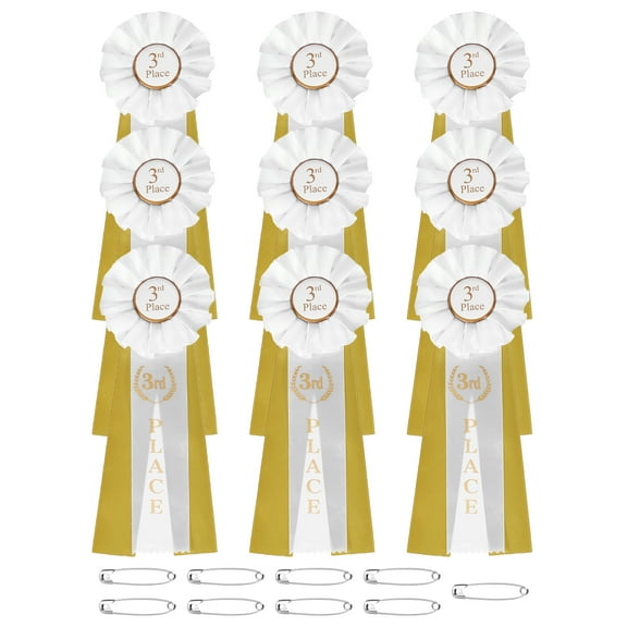 Uxcell 9 Pcs Award Ribbons, 3rd Place Winner Prize Ribbon for Competition Sports Event, White