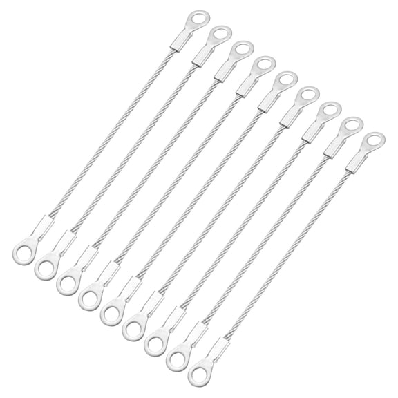 Uxcell 9 Pcs Security Cable Lock - Double Loop Cable (0.33 ft x 0.08 Inch) Vinyl Coated 304 Stainless Steel Safety Flexible Wire Rope Luggage Bike Anti-Theft Security Chain Lock, Silver