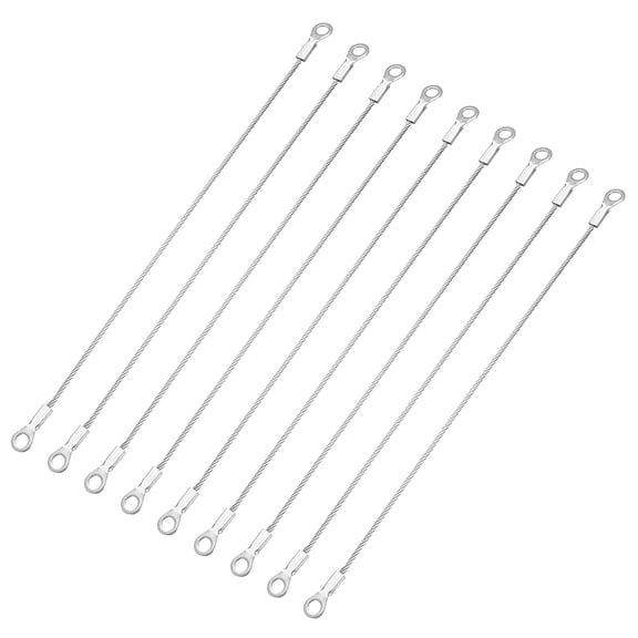 Uxcell 9 Pcs Security Cable Lock - Double Loop Cable (0.66 ft x 0.06 Inch) Vinyl Coated 304 Stainless Steel Safety Flexible Wire Rope Luggage Bike Anti-Theft Security Chain Lock, Silver