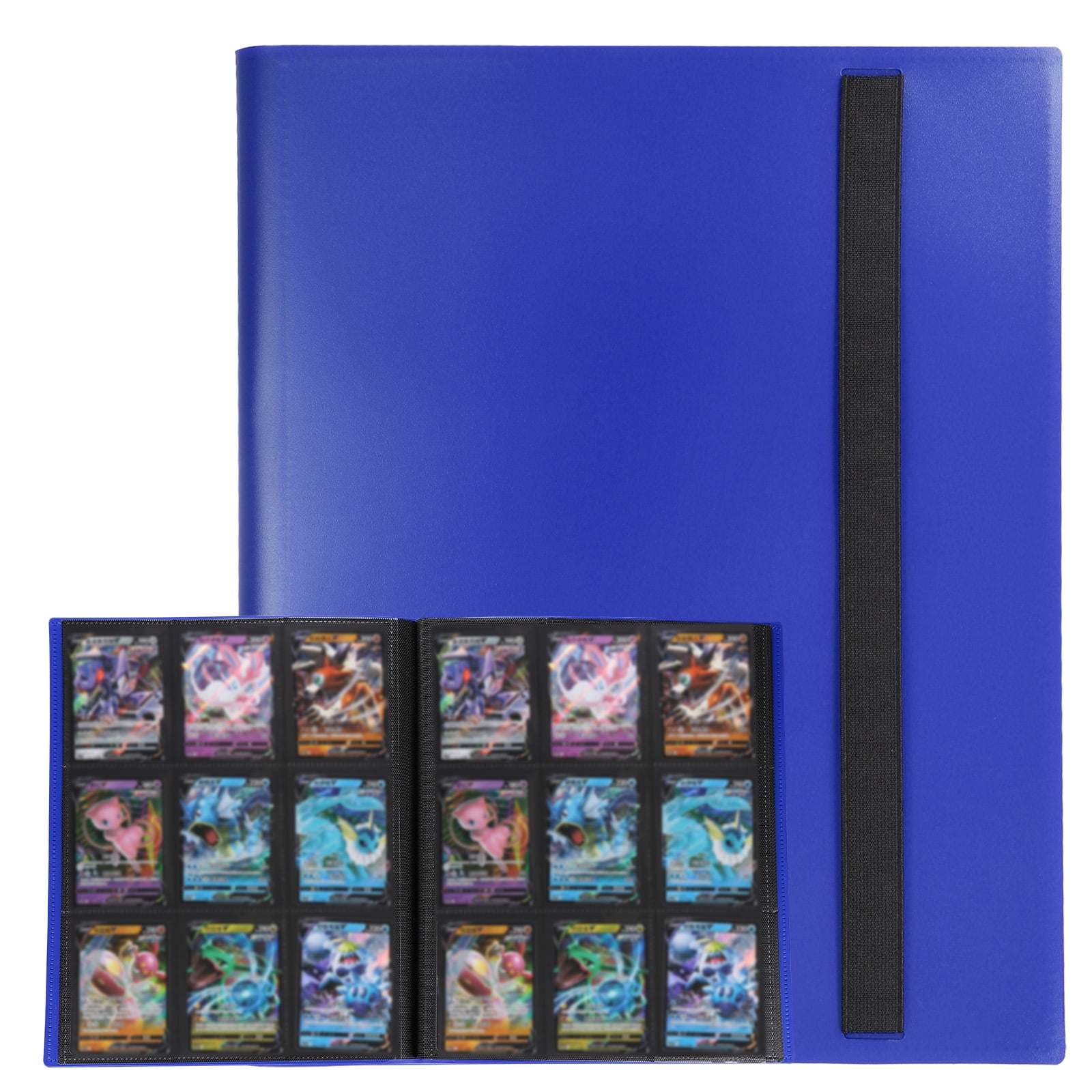 Uxcell 9 Pocket Trading Card Binder, PU Cover Card Collection Binder 360 Side Loading Card Binder Card Album Folder for TCG, Game Cards, Sports Cards(Dark Blue)