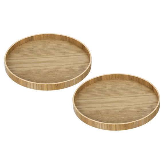 Uxcell 9" Round Wood Serving Tray Decorative Platter Home Kitchen Candle 2 Pack