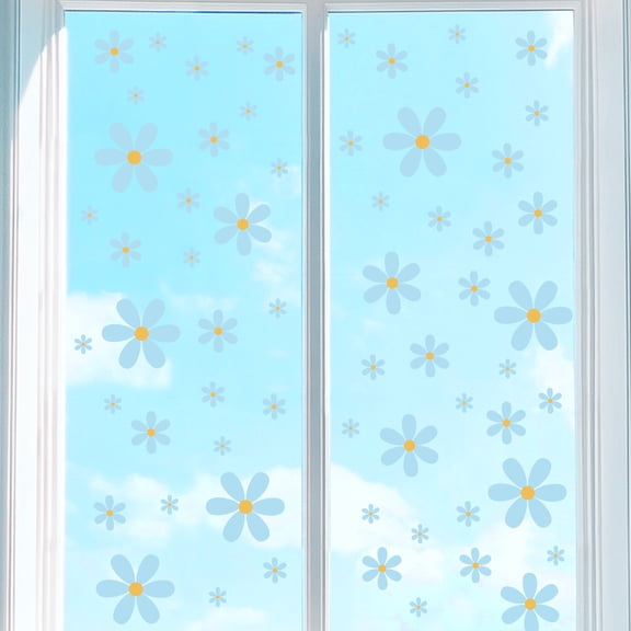 Uxcell 9 Sheets Daisies Window Clings Peel and Stick Wall Decal Sticker, Sky Blue
