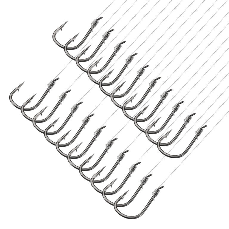 Uxcell 9#Small Fishing Hooks with 36cm Line, 0.5x0.28 Inch Double Hook Rigs with Barbs Fishing Hook, Silver Tone 20Pcs Uxcell 9#Small Fishing Hooks with 36cm Line, 0.5x0.28 Inch Double Hook Rigs with Barbs Fishing Hook, Silver Tone 20Pcs