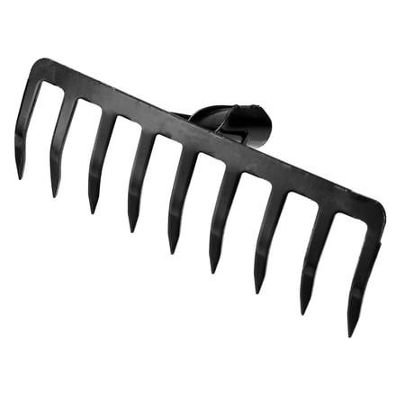 Uxcell 9 Teeth Garden Rake Head, Manganese Steel for Garden Farm Backyard without Handle, Black