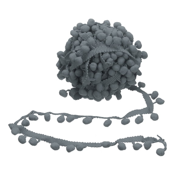 Uxcell 9 Yards Pom Poms Trim, 0.47" Wide PomPoms Balls Fringe Trim Ribbon Tassel Lace Accessory for DIY Craft Sewing Clothing Curtain Pillow Home Decoration(Dark Gray)