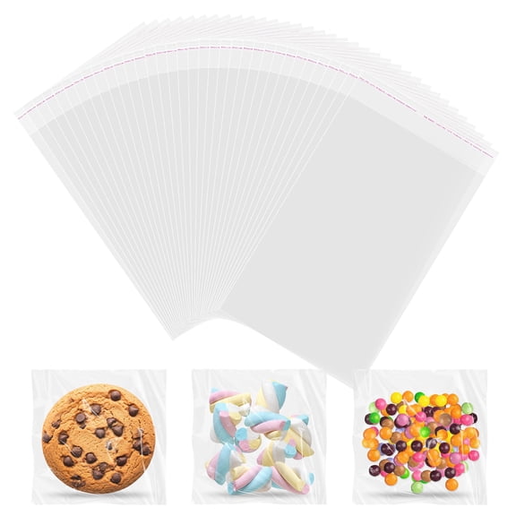 Uxcell 9" x 14" Clear Self Sealing Cookie Bags, 200 Pcs Resealable Treat Bag OPP Present Giving Wrappers Bakery Packaging for Candies Chocolates Biscuits Party