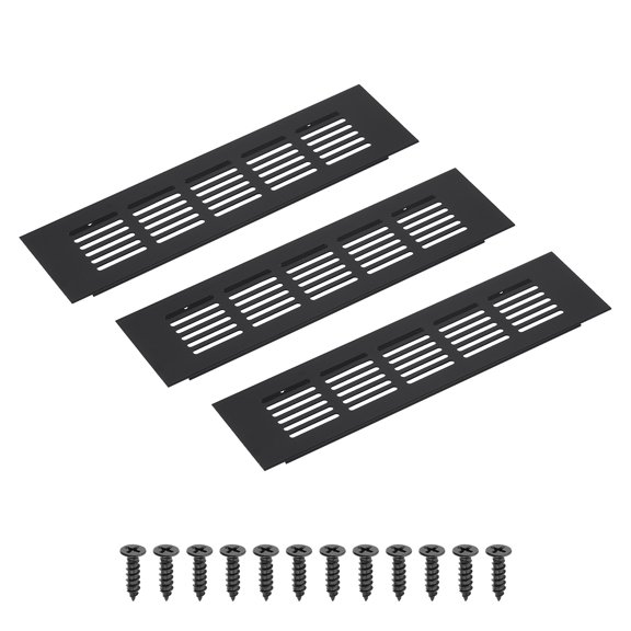 Uxcell 9 x 2.4" Rectangle Ventilation Grille 3Pcs Aluminum Air Vent Cover Black
