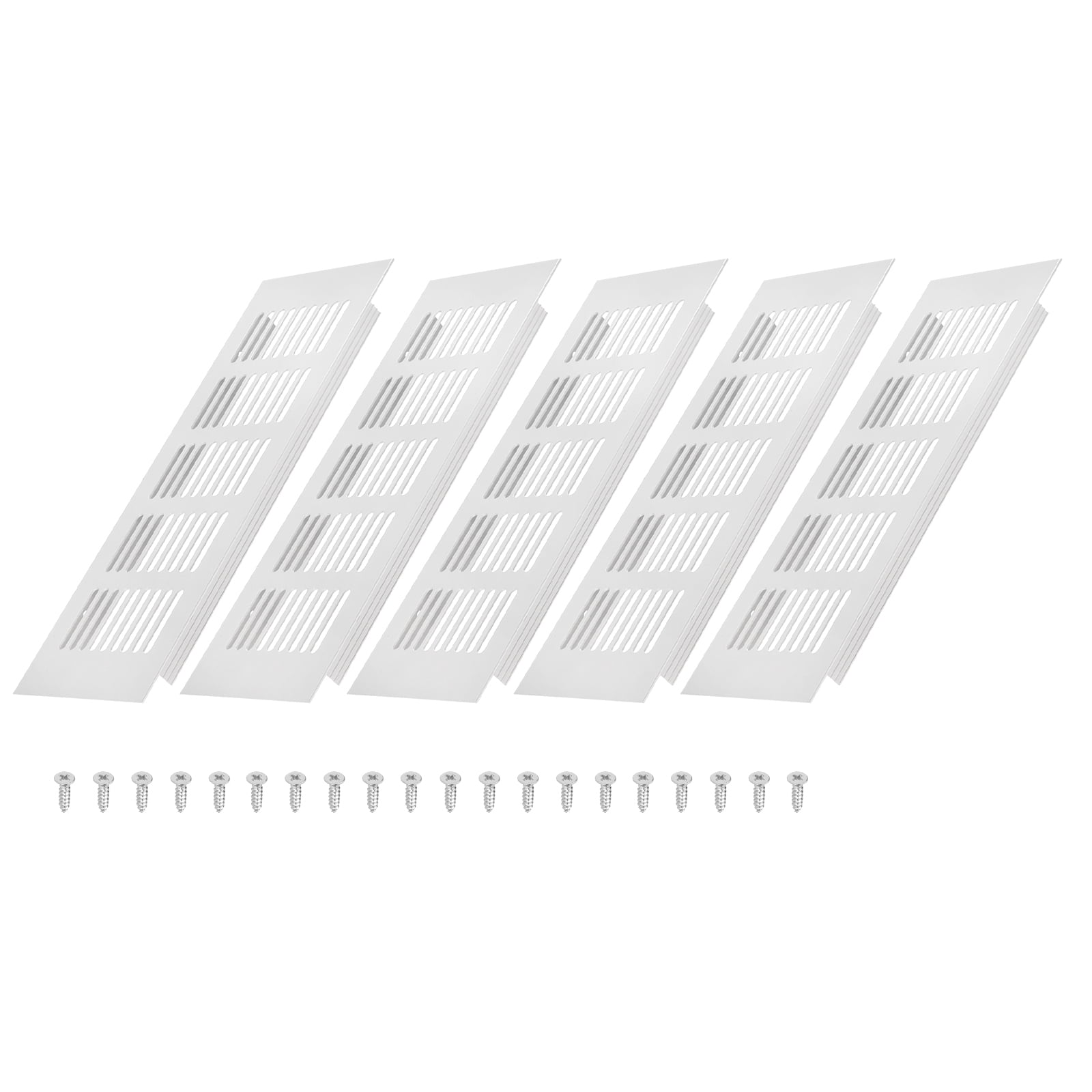 Uxcell 9 x 3 Inch Door Air Vent Cover, 5 Set Heavy Duty Aluminum Grille Ventilation Cover Louvered with 20 Mounting Screws for Cabinet Wardrobe Door, Grey