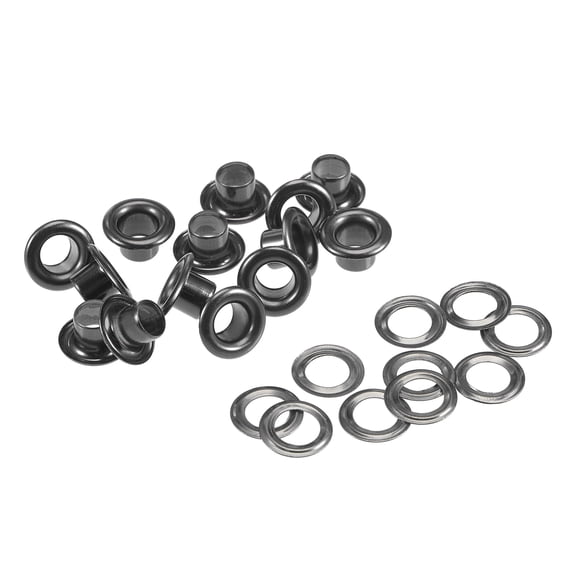 Uxcell 9 x 4.5 x 4.7mm Copper Grommets Eyelets with Washers Chrome Plated Black 100 Set