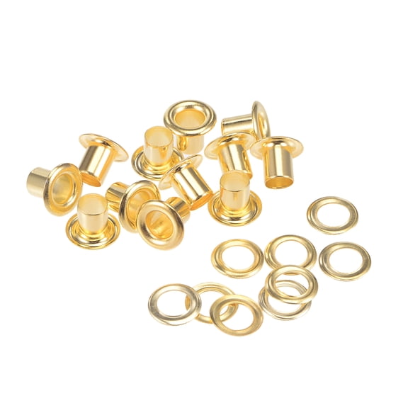 Uxcell 9 x 4.5 x 7mm Copper Grommets Eyelets with Washers Chrome Plated Brass Tone 100 Set