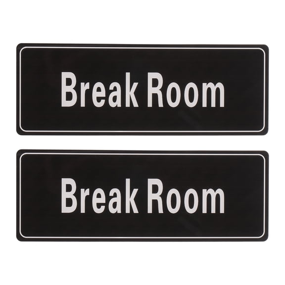Uxcell 9"x3" Break Room Sign, 2Pcs Room Door Sign Self-Adhesive Door Sticker Acrylic Wall Signage Easy Installation for Indoor Outdoor Home Business, Black with White Text