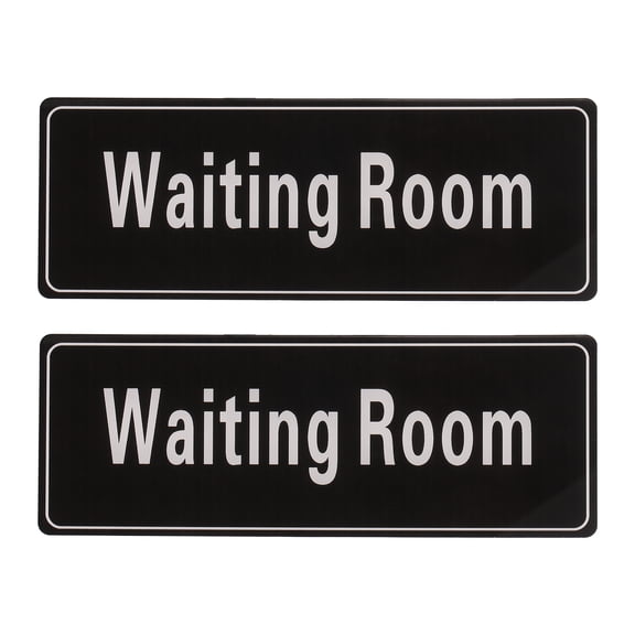 Uxcell 9"x3" Waiting Room Sign, 2Pcs Room Door Sign Self-Adhesive Door Sticker Acrylic Wall Signage Easy Installation for Indoor Outdoor Home Business, Black with White Text