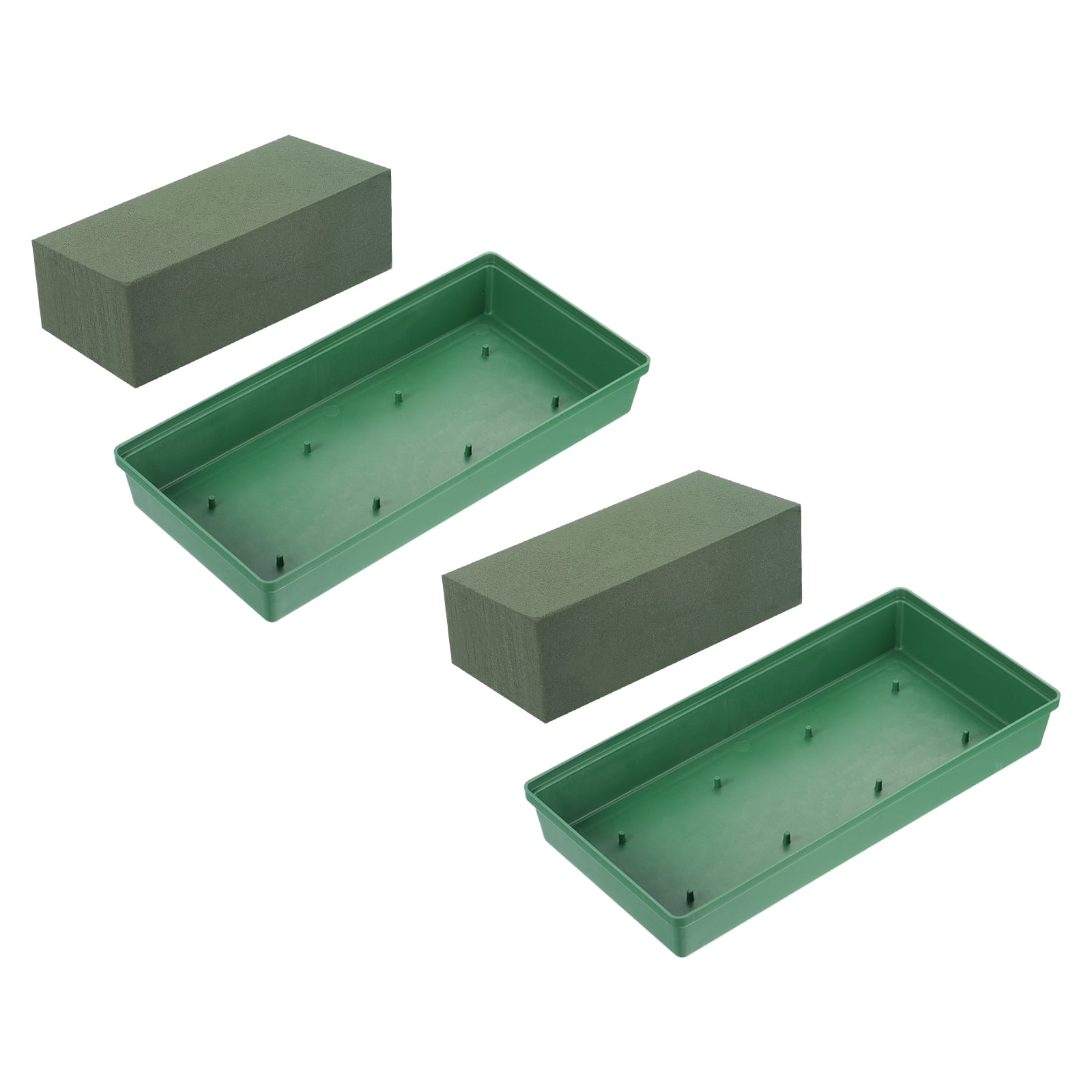 Uxcell 9"x4.3"x3.1" Wet Floral Foam Blocks with Bowl for Flower Arrangement, Green 2 Set