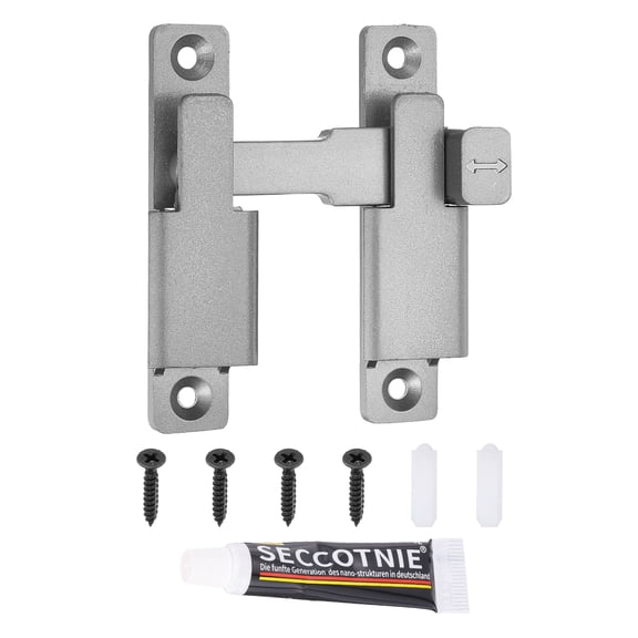 Uxcell 90/180 Degree Barn Door Lock with Screws and Glue (80mm) for Window, Gray