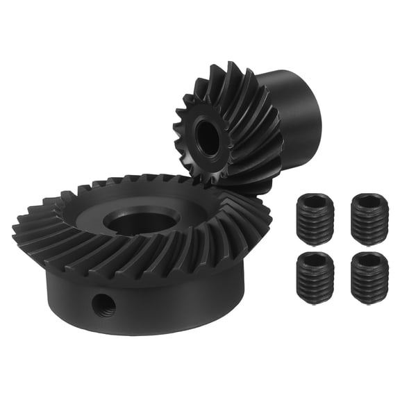 Uxcell 90 Degree 1:2 Ratio Tapered Bevel Gear, 1.5 Mod 1Pcs 15T 6mm Round Bore Left Hand & 1Pcs 30T 12mm Slot Bore Right Hand Spiral Steering Gears for Mechanical Rotation