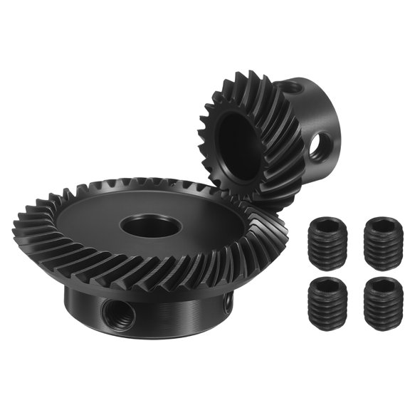 Uxcell 90 Degree 1:2 Ratio Tapered Bevel Gear, 1 Mod 1Pcs 20T 10mm Round Bore Left Hand & 1Pcs 40T 8mm Round Bore Right Hand Spiral Steering Gears for Mechanical Rotation