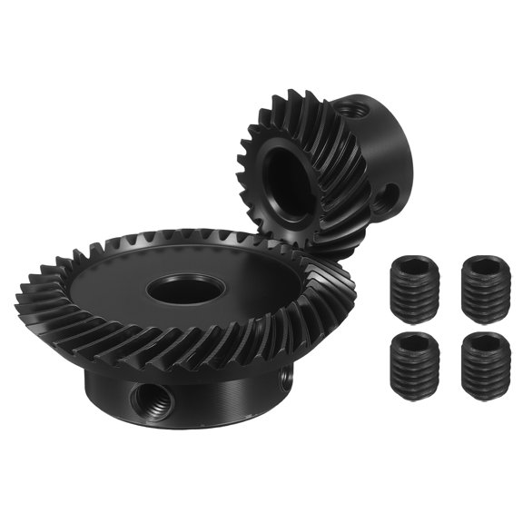 Uxcell 90 Degree 1:2 Ratio Tapered Bevel Gear, 1 Mod 1Pcs 20T 8mm Slot Bore Left Hand & 1Pcs 40T 8mm Round Bore Right Hand Spiral Steering Gears for Mechanical Rotation