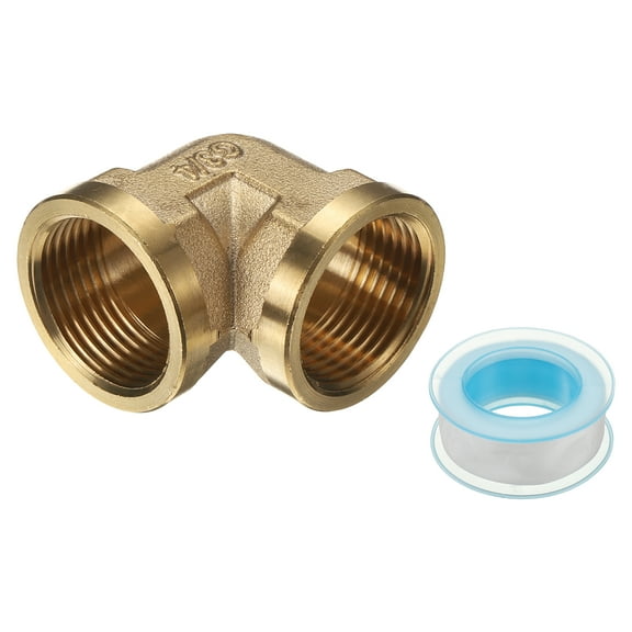 Uxcell 90 Degree Elbow Brass Pipe Fitting, 3/4" BSP Female x 3/4" BSP Female Thread Connector Brass Hex Nipple Pipe Fitting Adapter for Gas Water Refrigeration System Conversion