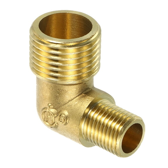 Uxcell 90 Degree Elbow Brass Pipe Fitting Connector for Fluid Systems 1/2 Inch Male x 1/4 Inch Male 1