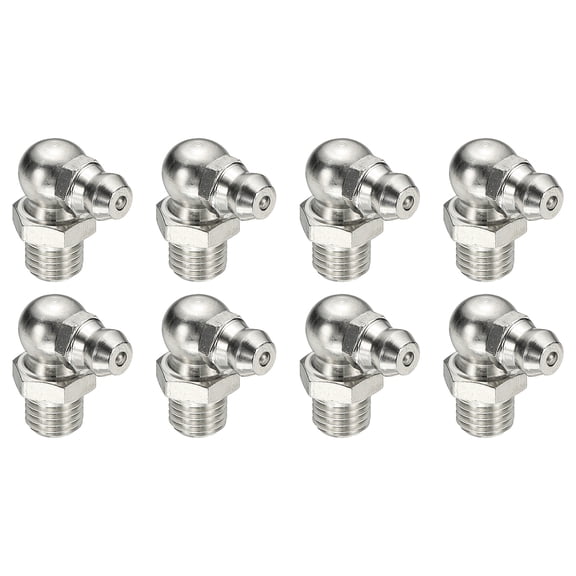 Uxcell 90 Degree Grease Fittings, M8 x 1mm Thread Hydraulic Grease Fitting Accessories - Fitting for (Automotive/Industrial Machinery), 8Pcs & 304 Stainless Steel & Silver