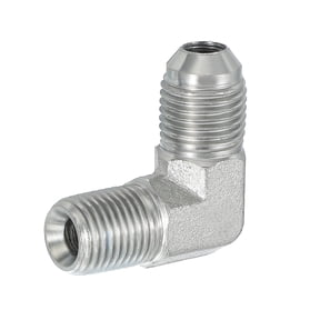 Uxcell 90 Degree Pipe Adapter, 9/16" Male 37 Flare JIC x 1/4" BSPT Male Connector Carbon Steel Elbow Fitting for Air Hydraulic Fluid Fuel Water Oil, Silver