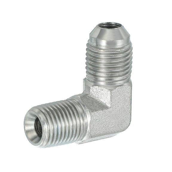 Uxcell 90 Degree Pipe Adapter, 9/16" Male 37 Flare JIC x 1/4" BSPT Male Connector Carbon Steel Elbow Fitting for Air Hydraulic Fluid Fuel Water Oil, Silver
