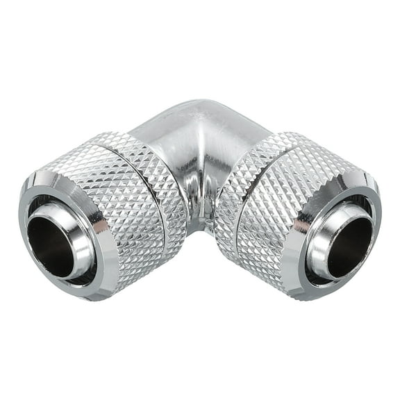 Uxcell 90 Degree Soft Tube Compression Fittings Silver 9.5 x 12.7mm Hose Rotary Elbow PC Water Cooling System