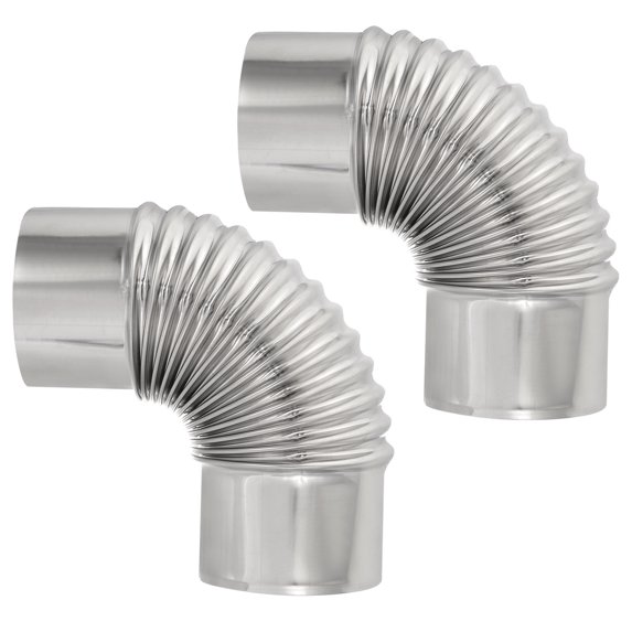 Uxcell 90 Degree Stove Pipe, 2Pcs 3.15Inch Elbow Stainless Steel Chimney Flue Extension for Camping Tent Wood Stove