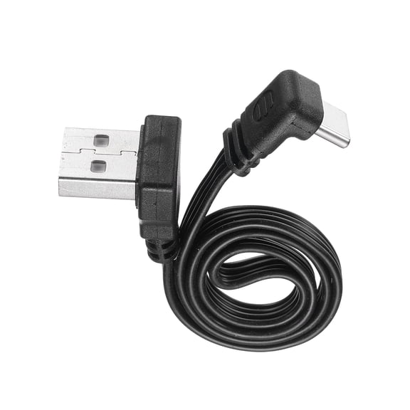 Uxcell 90 Degree USB A to USB C Cable 11.8 Inch 90 Degree USB A UP Angle to Type C Cable Silicone 480Mbps Speed Type-C Flat Cables for Phone Tablet Laptop Car Chargers
