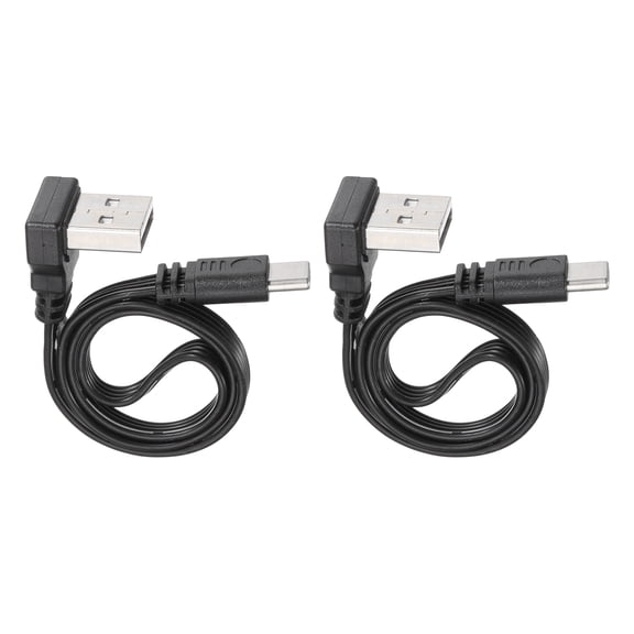 Uxcell 90 Degree USB A to USB C Cable 11.8 Inch UP&Down Angle USB A to USB C Cable Silicone 480Mbps Speed Type-C Flat Cables for Phone Tablet Laptop Car Chargers