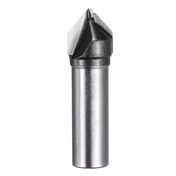Uxcell 90 Degree V Groove Router Bit 1/2"Shank 15.9mmDia, 50mm Long Carbide Chamfer Bit, 2 Flutes V Shaped Router Bit, for CNC Woodwork, Smooth Chip Removal, Black