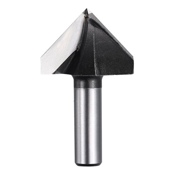 Uxcell 90 Degree V Groove Router Bit 1/2"Shank 44.5mmDia, 71mm Long Carbide Chamfer Bit, 2 Flutes V Shaped Router Bit, for CNC Woodwork, Smooth Chip Removal, Black