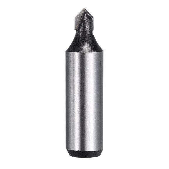 Uxcell 90 Degree V Groove Router Bit 1/2"Shank 6.35mmDia, 49mm Long Carbide Chamfer Bit, 2 Flutes V Shaped Router Bit, for CNC Woodwork, Smooth Chip Removal, Black