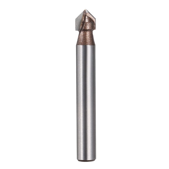 Uxcell 90 Degree V Groove Router Bit 6mmShank 6.35mmDia, 46mm Long Carbide Chamfer Bit, 2 Flutes V Shaped Router Bit, for CNC Woodwork, Smooth Chip Removal, Gold