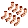 thumbnail image 1 of Uxcell 90 Degrees Elbow Copper Pipe Fitting Brazing Connection 1/4 Inch ID for HVAC Cooling Equipment, Pack of 8, 1 of 5