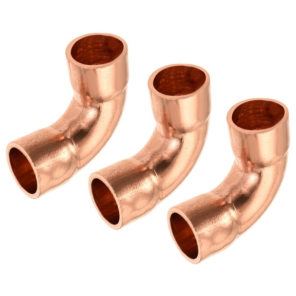 Uxcell 90 Degrees Elbow Copper Pipe Fitting Brazing Connection for HVAC Cooling Equipment 1/4 Inch