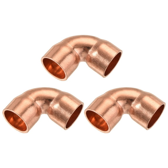 Uxcell 90 Degrees Elbow Copper Pipe Fitting Short Turn Welding Connection Pack of 3 1/2 Inch