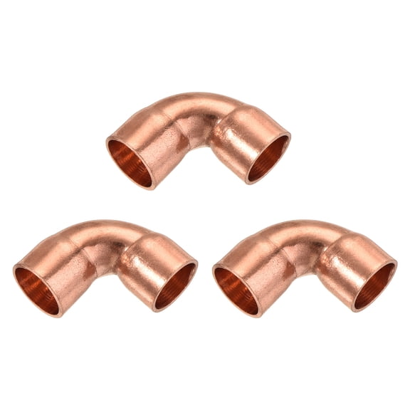 Uxcell 90 Degrees Elbow Copper Pipe Fitting Short Turn Welding Connection Pack of 3 3/8 Inch
