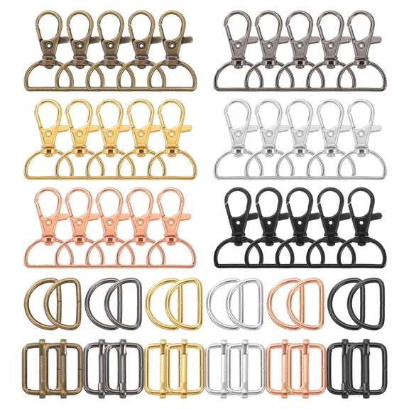 Uxcell 90 Pack Keychain Clip Hook with D Rings Slide Buckles, 6 Color(3/4 inch)