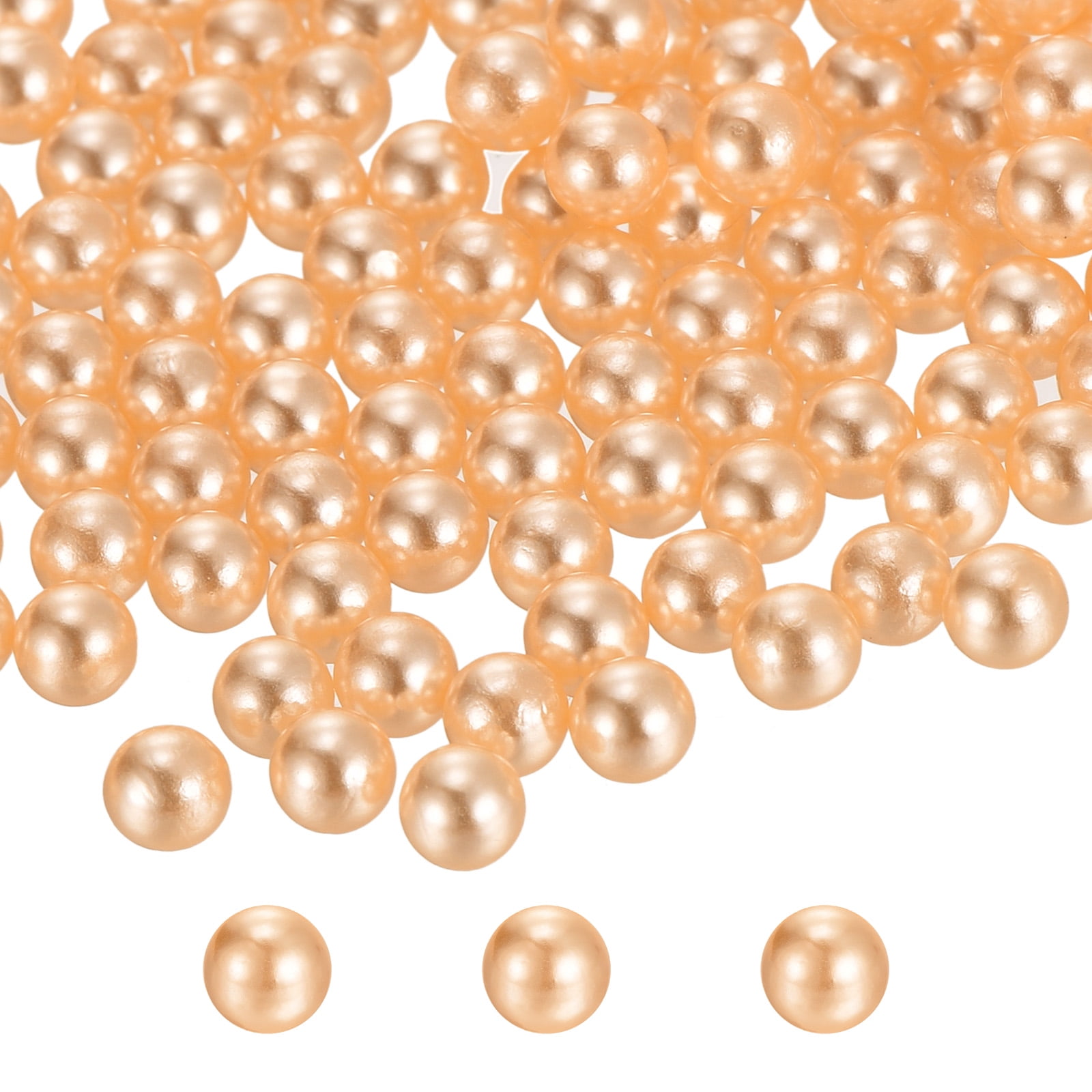 Uxcell 9000pcs 4mm Champagne Pearl Beads ABS Faux Pearls Vase Fillers 300g Ornament Filler for Crafts